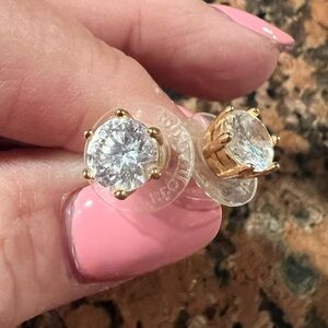 Stella & Dot Gold and Clear Crystal Earrings